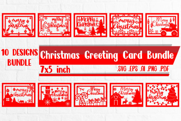 Christmas Greeting Cards BUNDLE Svg Eps