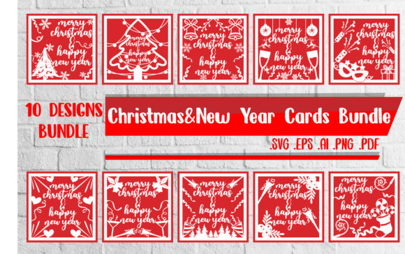 Christmas Happy New Year Card BUNDLE: Graphics and Crafts for Content Publishing