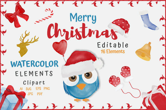 Christmas Watercolor Elements Collection