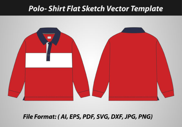 Polo Shirt Flat Sketch Template: Graphics for Crafts