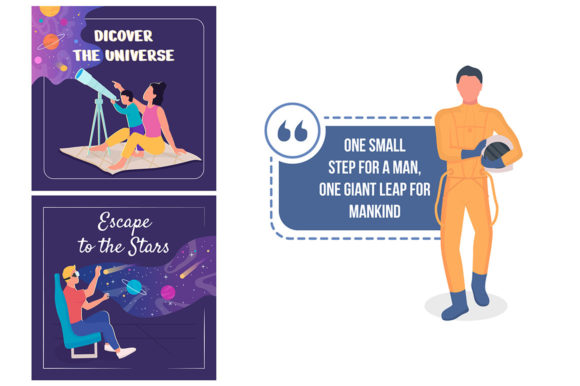 Space and Science Social Media Post Set