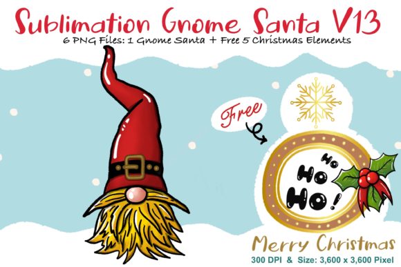 Sublimation Gnome Santa V13 Graphics & Illustrations