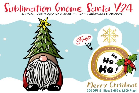 Sublimation Gnome Santa V24: Graphics & Illustrations for Holiday Design