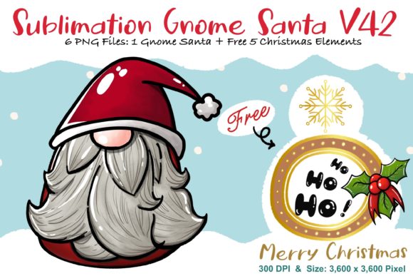 Sublimation Gnome Santa V42: Graphics & Illustrations
