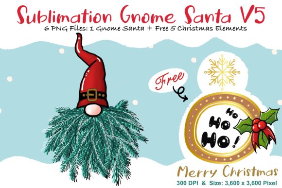 Sublimation Gnome Santa V5 Graphics