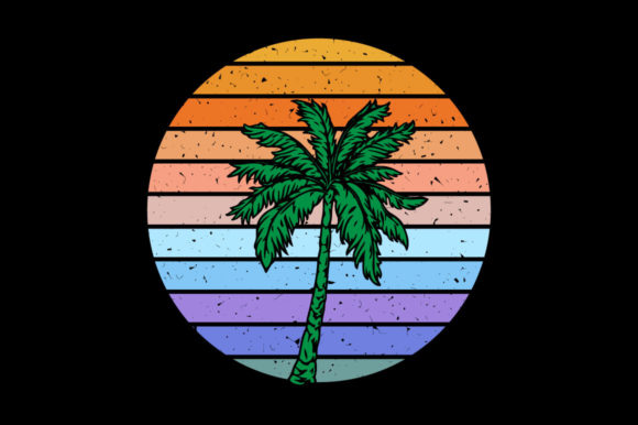 Vintage Retro Sunset Palm Tree, Family Graphics