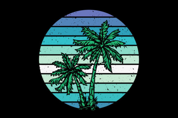 Vintage Retro Sunset Palm Tree Graphics