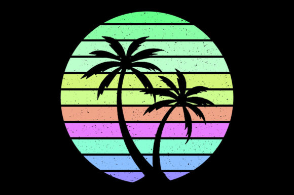 Vintage Sunset Palm Tree, Christmas Graphics