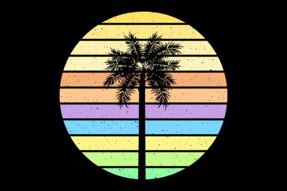 Vintage Sunset Palm Tree, Sublimation Graphics